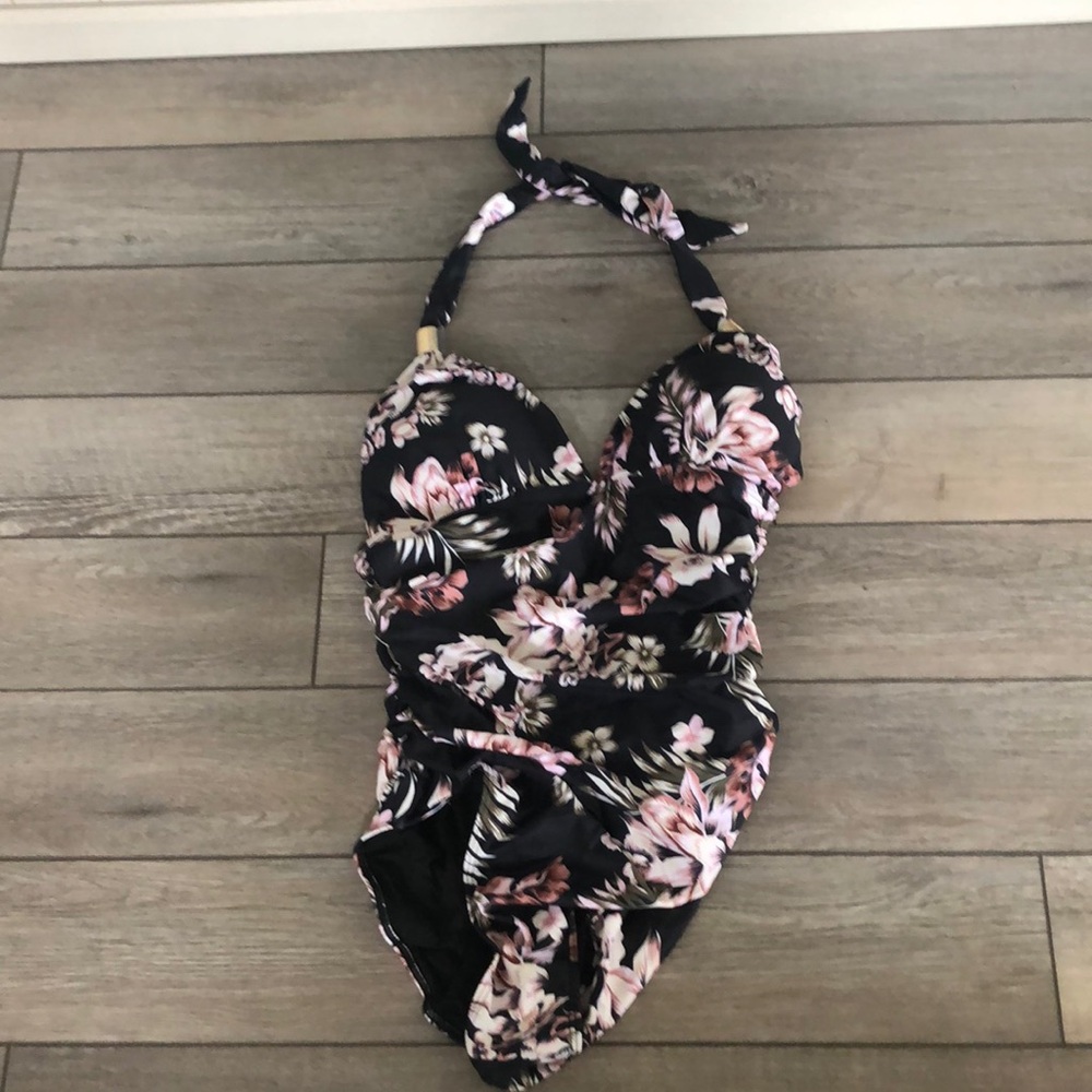Floral Halter One Piece Swimsuit